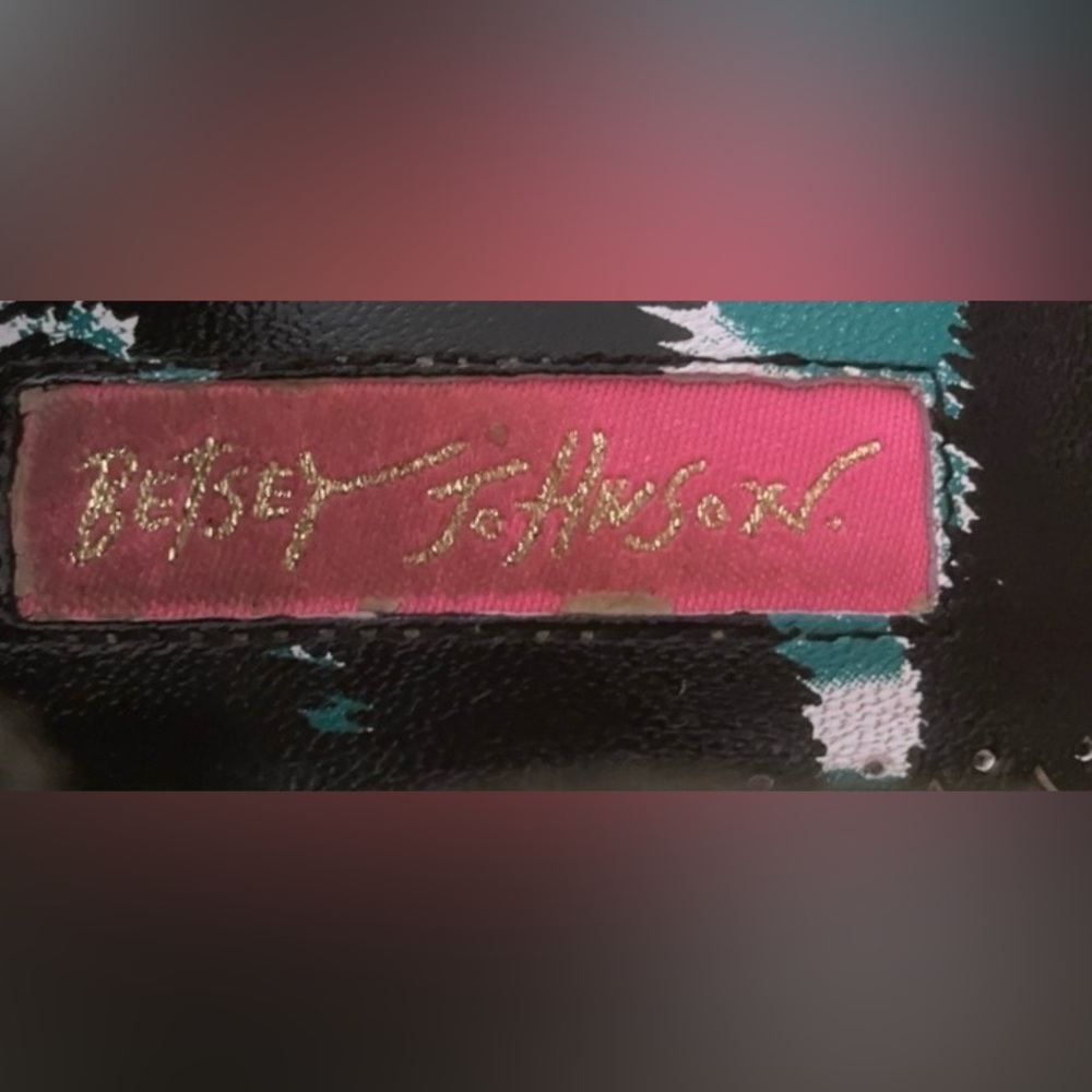Betsey Johnson Y2K Black Leather Stilettos Ankle Strap Bow & Gold Button Size 7 - Picture 10 of 11